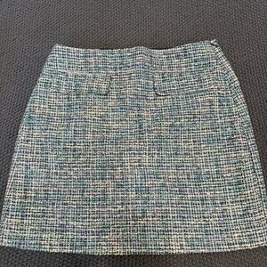 Loft Elegant Tweed Skirt in Blue and White